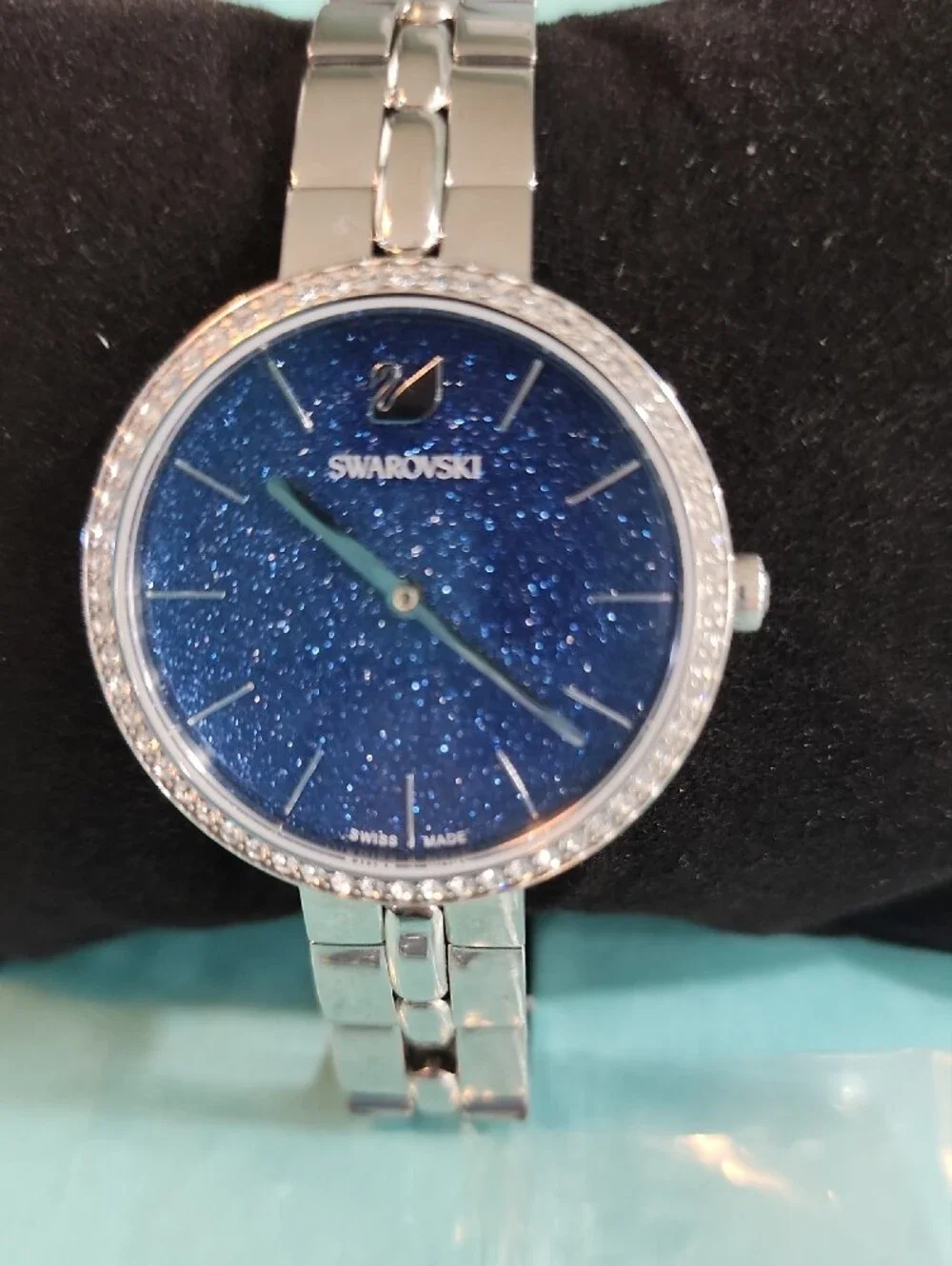 Swarovski Silver-Tone Women's Watch with Blue Sparkle Dial